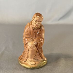 Vintage Christmas Nativity Figure Creche Kneeling Joseph Figurine 3" Handpainted
